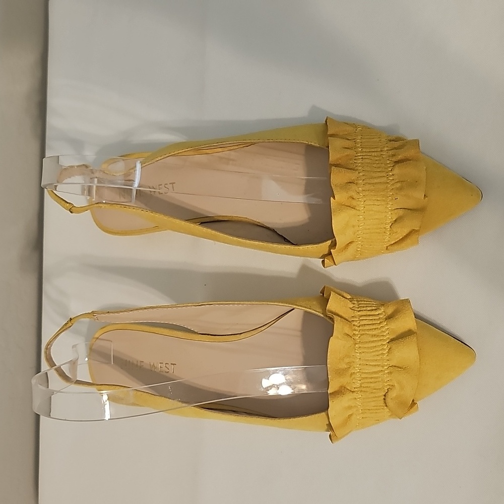 Nine West Yellow Ruffled Women's Slingback Shoes - Picture 2 of 4